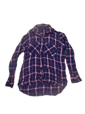 Express soft wash S blue & red plaid lumberjack button down shirt Boyfriend Fit